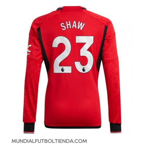 Camiseta Manchester United Luke Shaw #23 Primera Equipación Replica 2023-24 mangas largas
